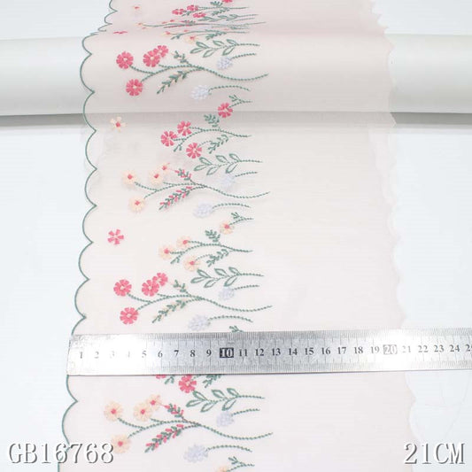 FREEDOMBEAUTY | Light pink boutique mesh yarn Japanese small flower embroidery lace 22cm small suspender skirt jewelry DIY accessories