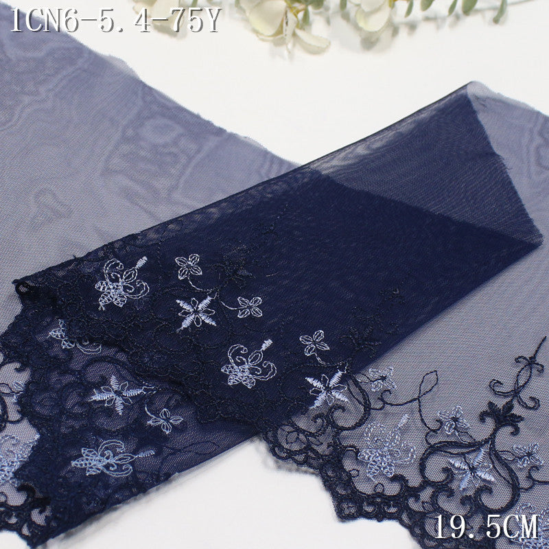 FREEDOMBEAUTY | Mesh embroidery lace French navy blue pattern, clothing skirt hair band lace accessories DIY