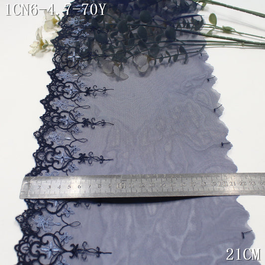 FREEDOMBEAUTY | Mesh embroidery lace French navy blue pattern, clothing skirt hair band lace accessories DIY