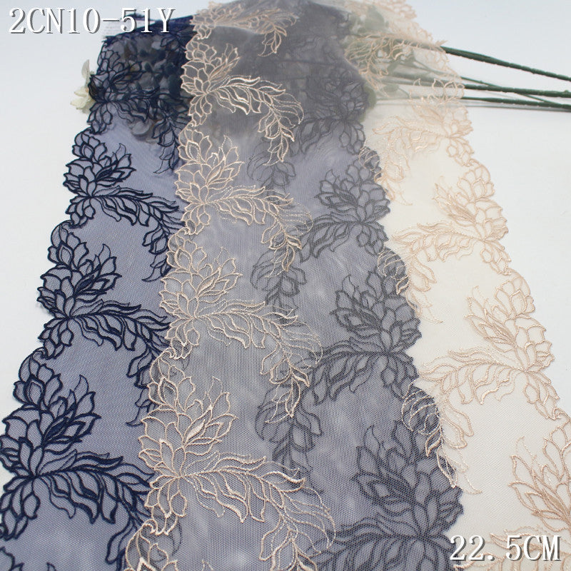 FREEDOMBEAUTY | [1Pack] Two-color mesh modern style bilateral scattered flower spikes embroidery lace 22.5cm clothing accessories