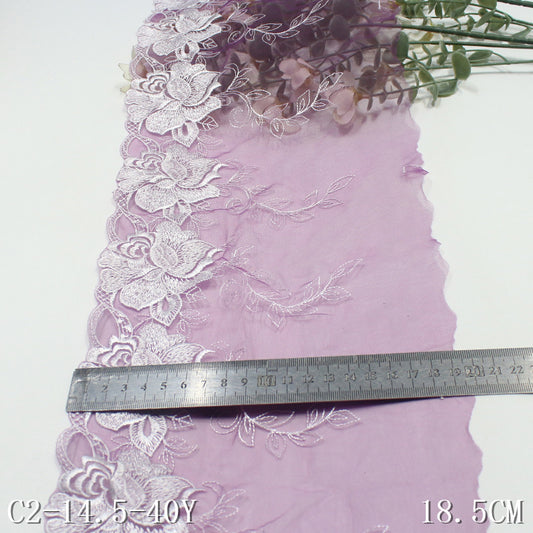 FREEDOMBEAUTY | Mesh embroidery lace classical exquisite two-color flower, clothing underwear home lace accessories