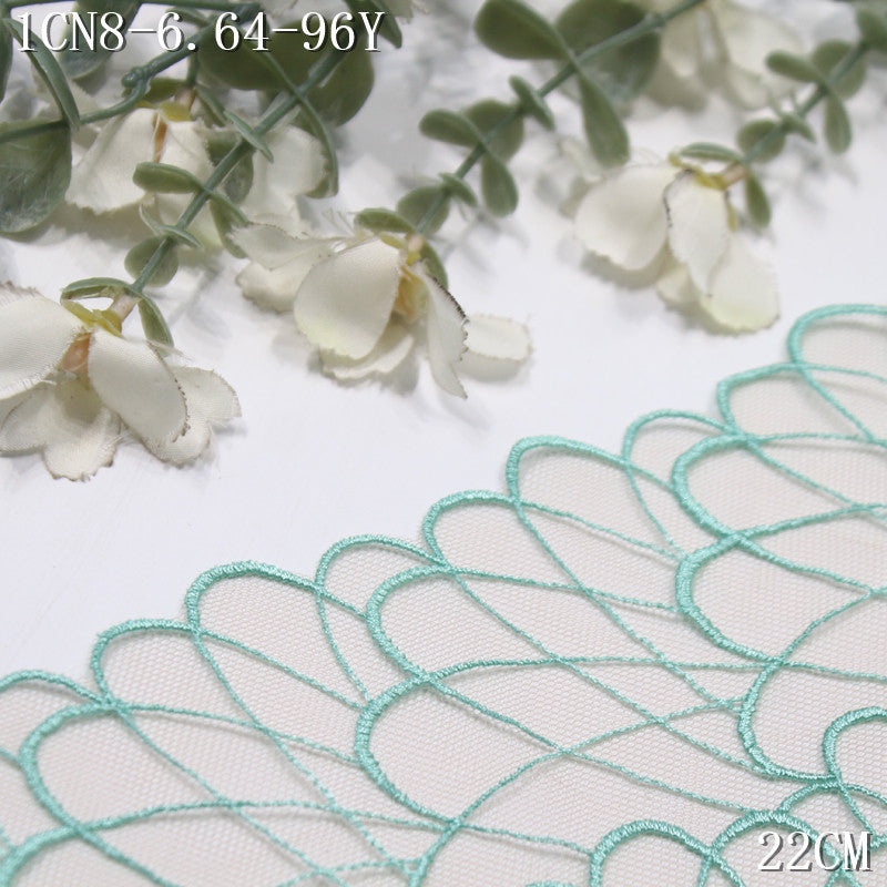 【1Pack】-Freedombeauty | Fresh and literary skin tone light mesh fan pattern embroidery lace 22cm Mori clothing DIY accessories