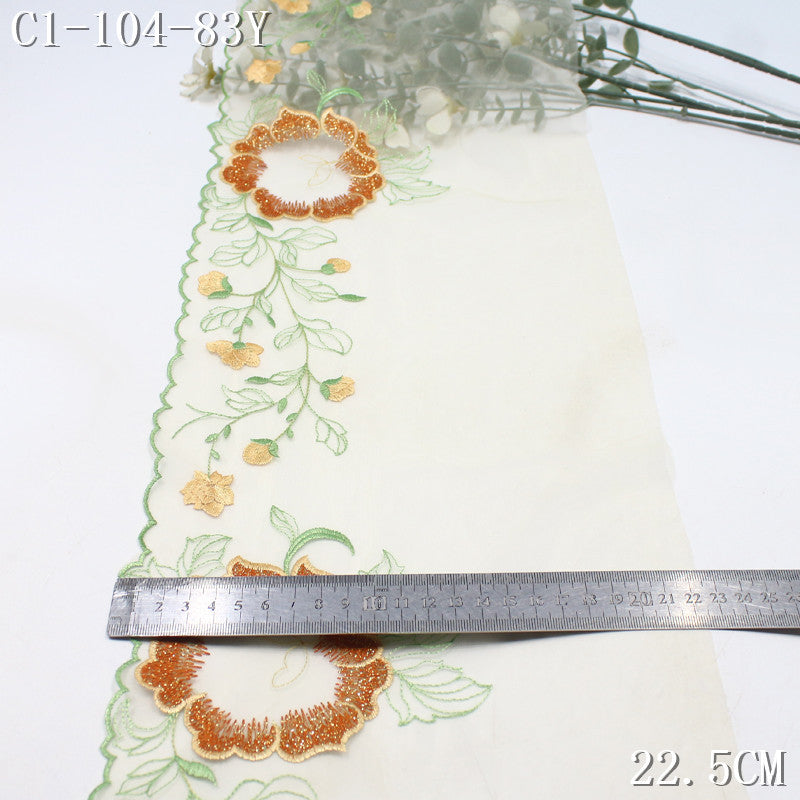 FREEDOMBEAUTY | Chinese classical silver thread petal circle branches and leaves mesh embroidery lace, Hanfu cheongsam lace DIY