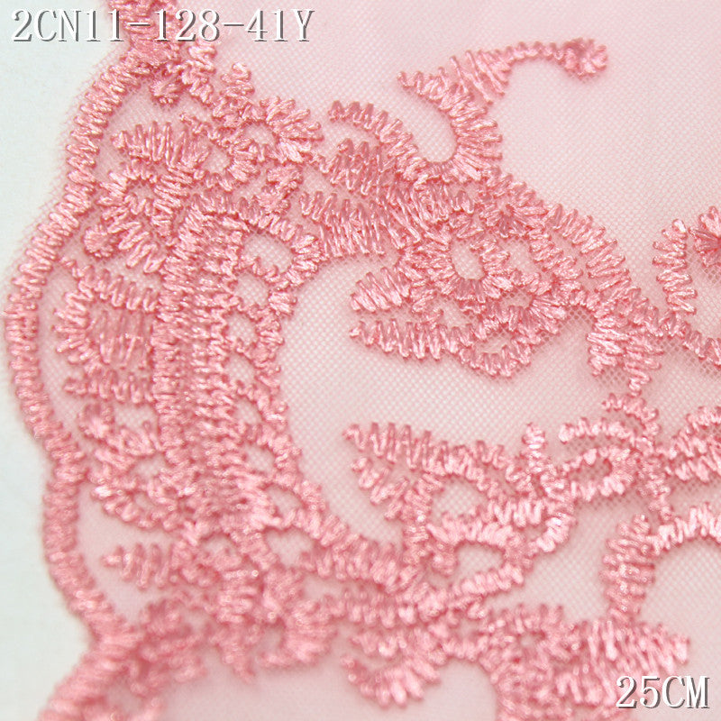 FREEDOMBEAUTY | Spot simple honey pink mesh yarn bilateral pattern embroidery lace, clothing underwear home pillow lace accessories