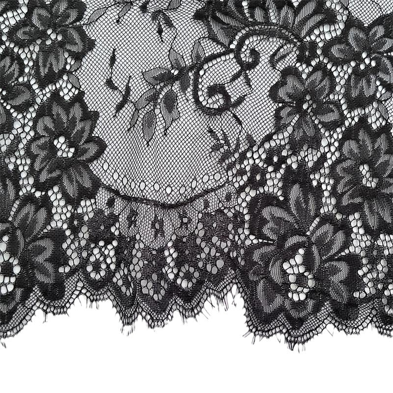 FREEDOMBEAUTY | Lace eyelash fabric black and white dress nylon eyelash lace fabric 150cm lace accessories ins