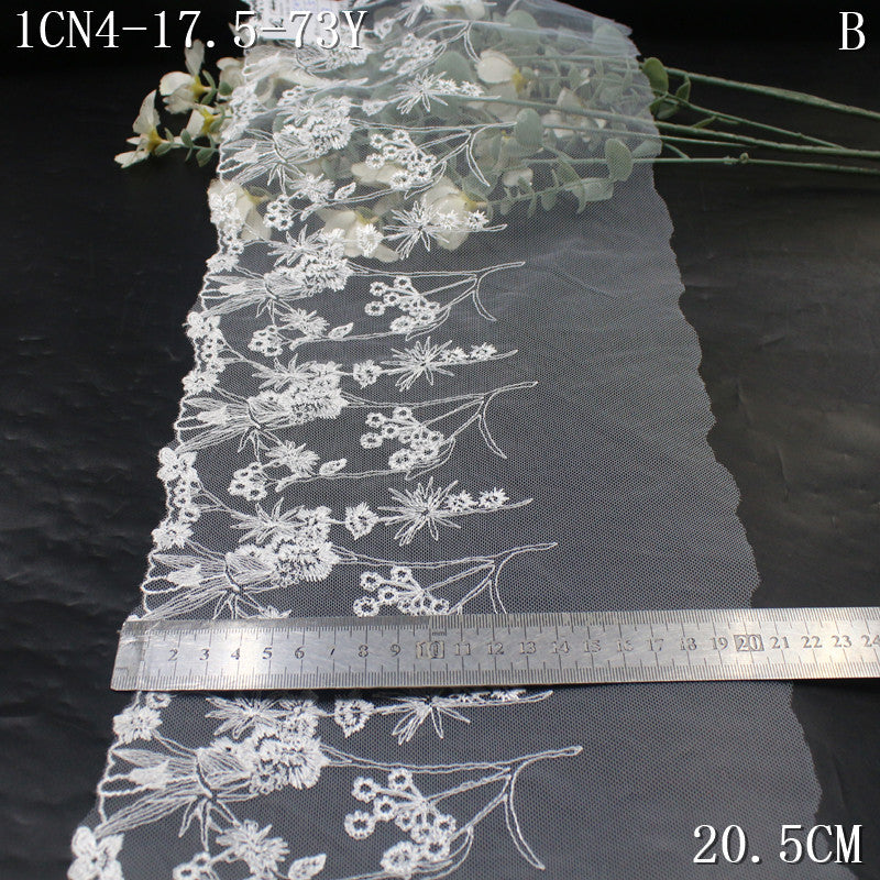 FREEDOMBEAUTY | [1Pack] Colored Plant Flower Clusters Small Fresh Mesh Embroidery Lace 20cm Skirt Wedding Curtain Lace Accessories