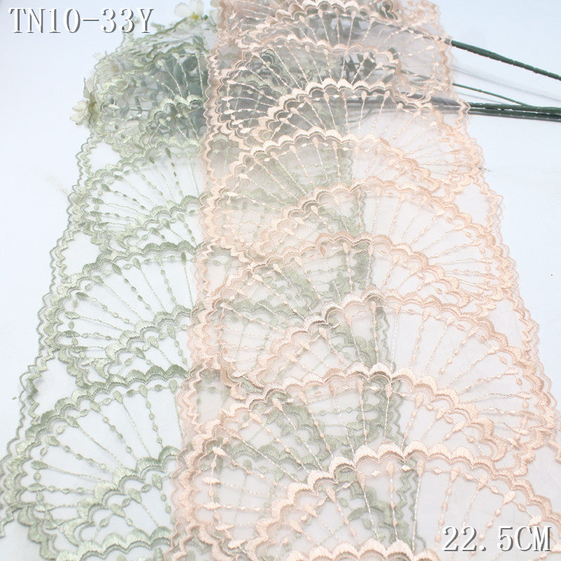 FREEDOMBEAUTY | Two-color mesh yarn small fragrant fan-shaped small pearl embroidery lace, clothing curtain accessories lace accessories