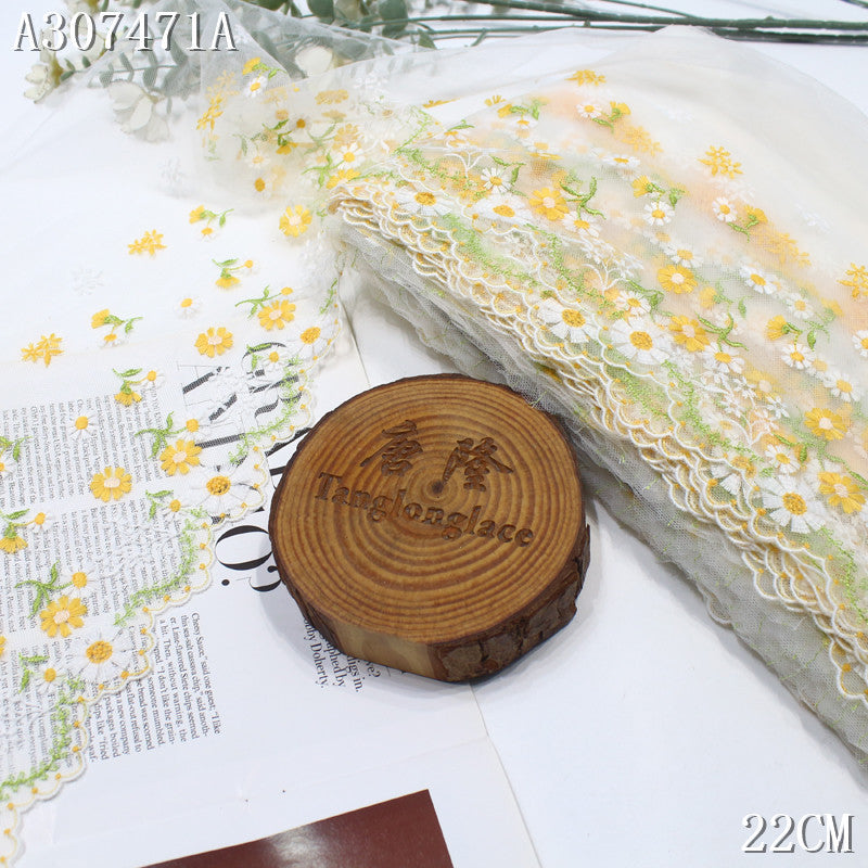 FREEDOMBEAUTY |  Boutique Summer Daisies Fresh Mesh Embroidery Lace, Pastoral Clothing Merchandise Lace Accessories