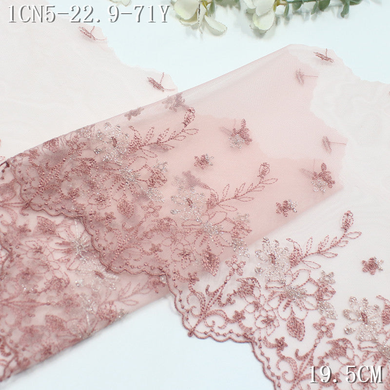 FREEDOMBEAUTY | [1Pack] Color mesh embroidery lace fresh and beautiful silver thread small flower 27cm dress wedding lace accessories