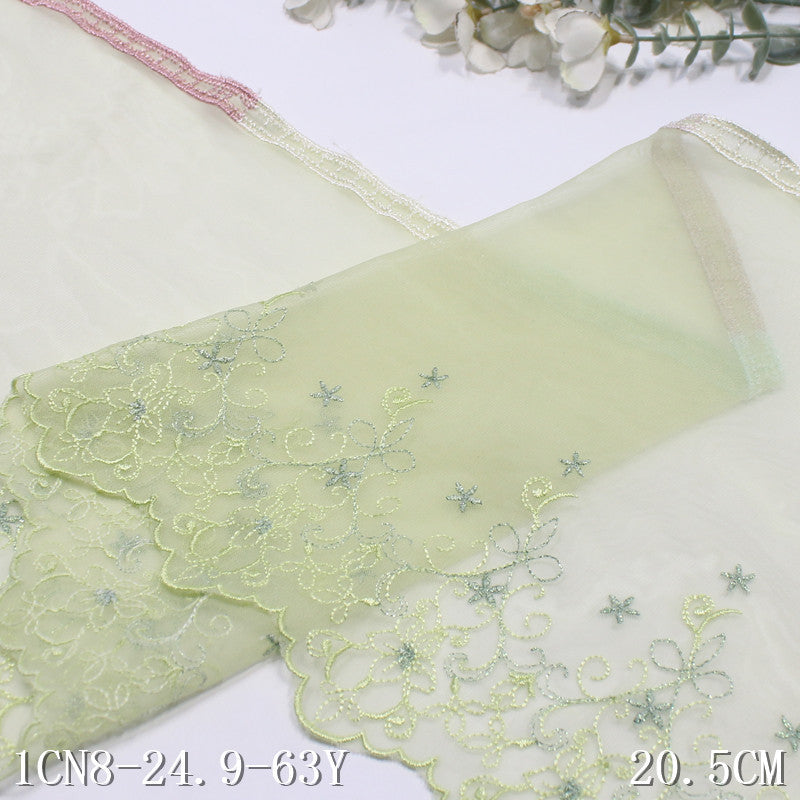 FREEDOMBEAUTY | [1Pack] Mori fresh green light mesh embroidery lace, underwear dress children's lace accessories DIY