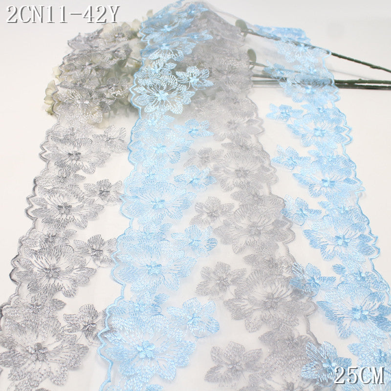 FREEDOMBEAUTY | Classic two-color bilateral flower light mesh embroidery lace 25cm clothing home lace accessories