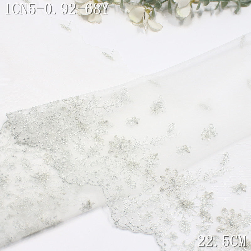 FREEDOMBEAUTY | [1Pack] Color mesh embroidery lace fresh and beautiful silver thread small flower 27cm dress wedding lace accessories