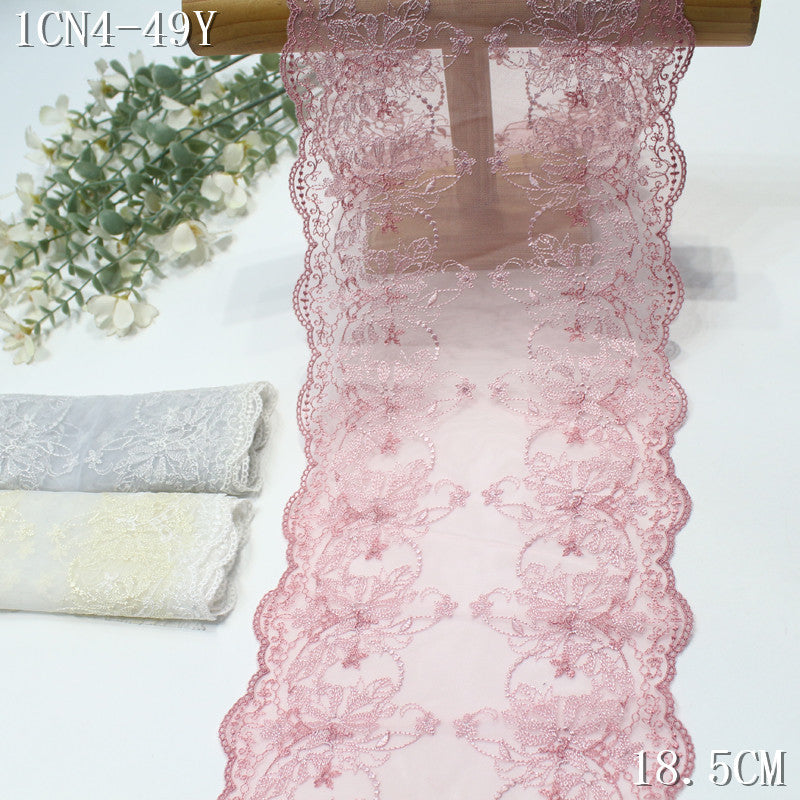FREEDOMBEAUTY | Bilateral French fine pattern mesh embroidered lace 24cm skirt wedding headgear lace accessories