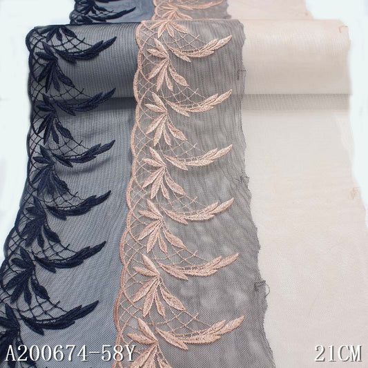 FREEDOMBEAUTY | Simple modern polyester thread leaf cluster embroidery lace, accessories wholesale DIY curtain accessories lace accessories