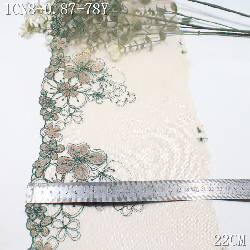 FREEDOMBEAUTY | [1Pack] Pastoral elegant gray apricot mesh gold thread flower embroidery lace, dress children's lace accessories DIY