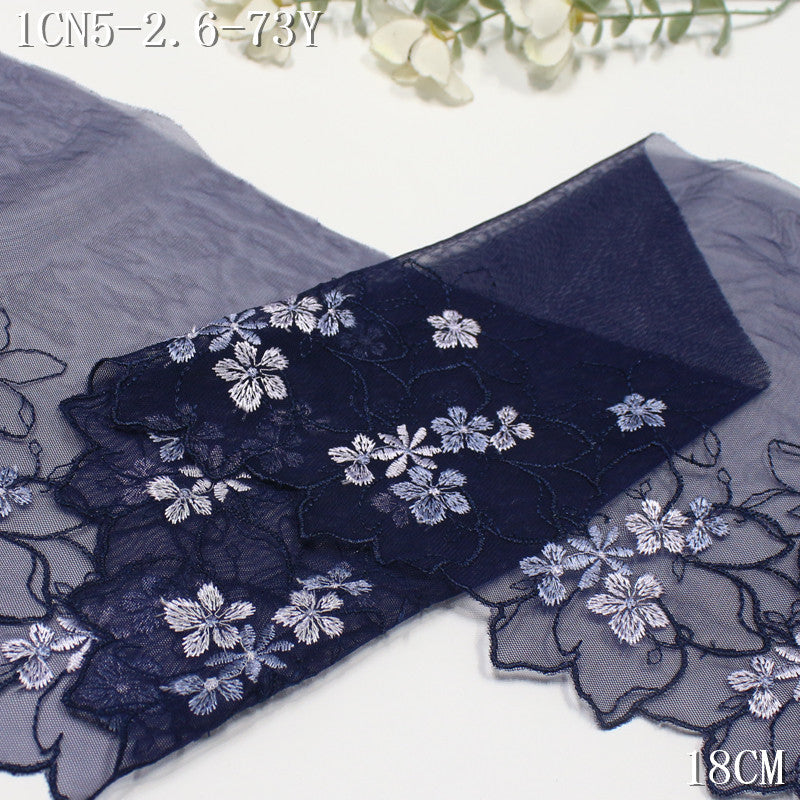 FREEDOMBEAUTY | Navy blue classic flower bloom mesh embroidery lace, clothing skirt hair band lace accessories