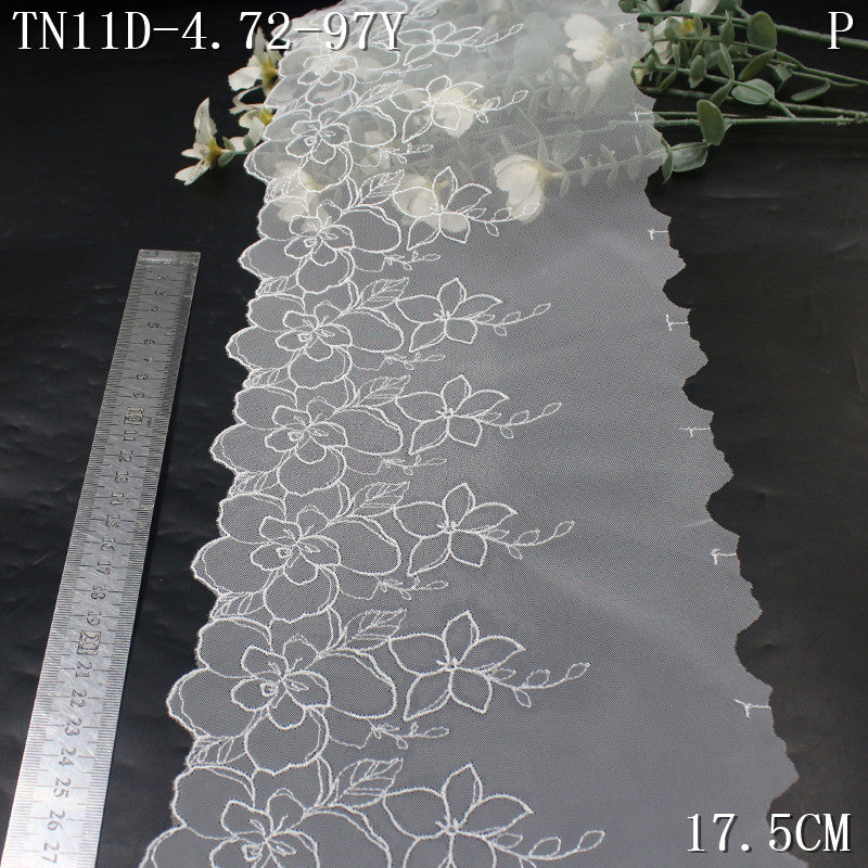 FREEDOMBEAUTY | [1pack] French simple wind bleaching white mesh yarn unilateral camellia embroidery 23cm veil jewelry clothing accessories