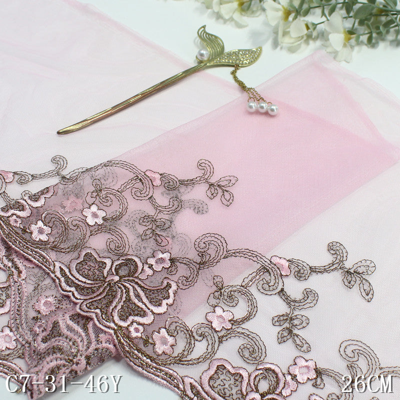 FREEDOMBEAUTY | Ethnic style gold thread exquisite flower mesh embroidery lace, curtain sofa cushion lace accessories