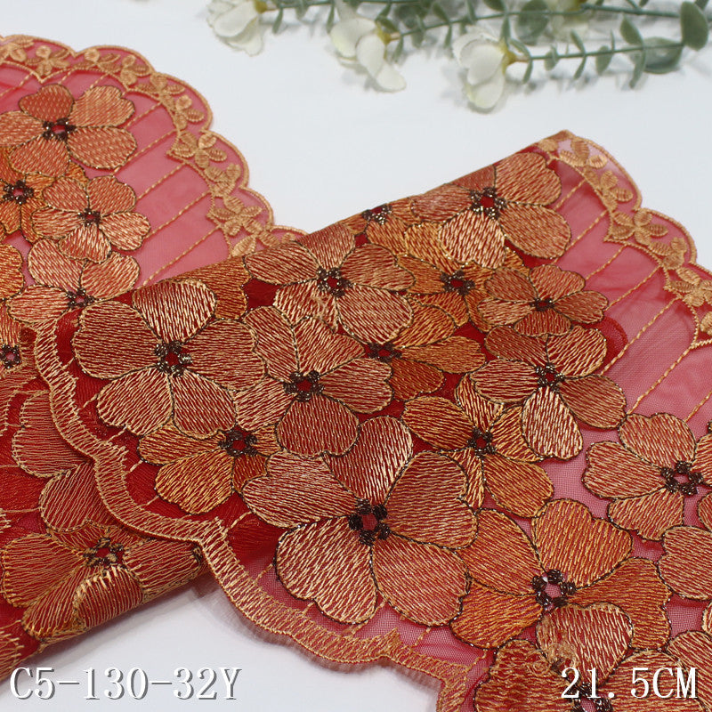 FREEDOMBEAUTY | Classical high-luxury polyester thread flower mesh embroidery lace, high-end performance clothes, home textiles, handmade accessories