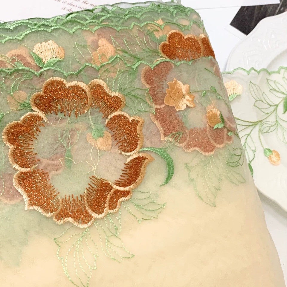 FREEDOMBEAUTY | Spot bright gold thread embroidery mesh lace accessories decoration DIY design clothing