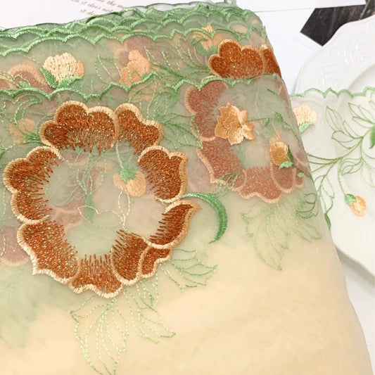 FREEDOMBEAUTY | Spot bright gold thread embroidery mesh lace accessories decoration DIY design clothing