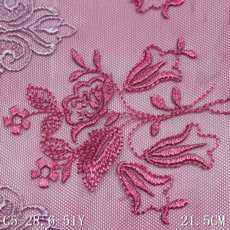 FREEDOMBEAUTY | Fuchsia French exquisite flower mesh embroidery lace, underwear dress neckline lace accessories