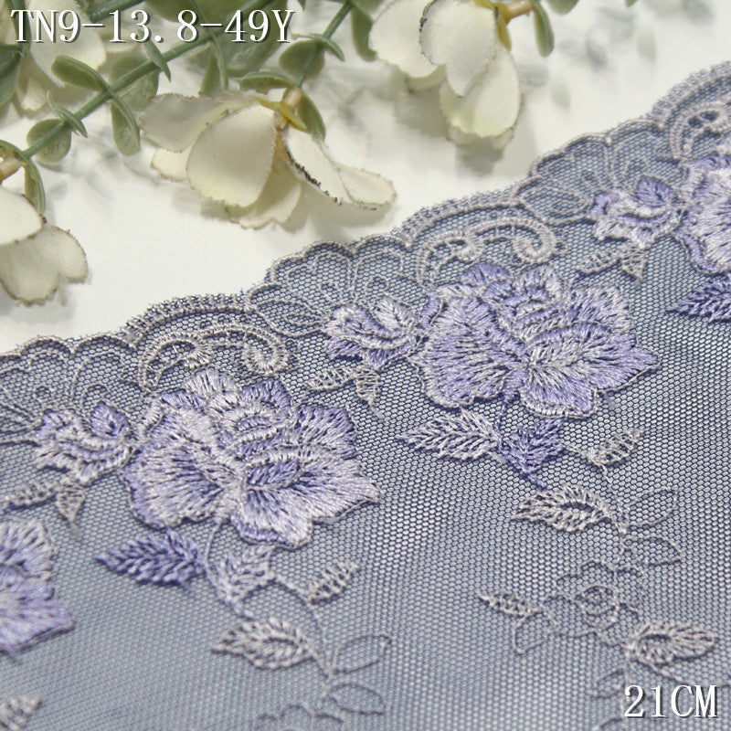 FREEDOMBEAUTY | Navy blue mesh yarn Japanese and Korean style flower vine embroidery lace, clothing skirt underwear lace accessories
