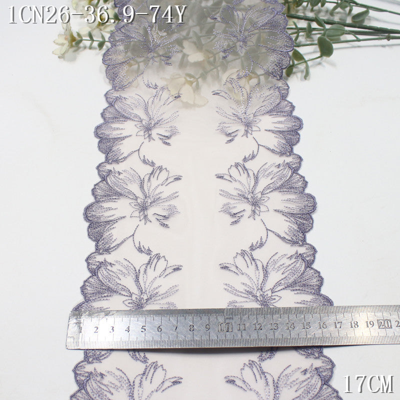 FREEDOMBEAUTY | [1Pack] Cool classical multi-color bilateral silver thread large flower embroidery lace 31cm clothing dress headscarf lace accessories