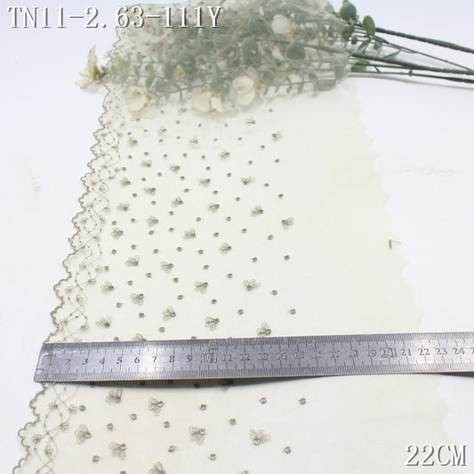 FREEDOMBEAUTY | [1Pack] Simple color mesh embroidery lace scattered with small flowers, light skirt children's neckline DIY lace accessories