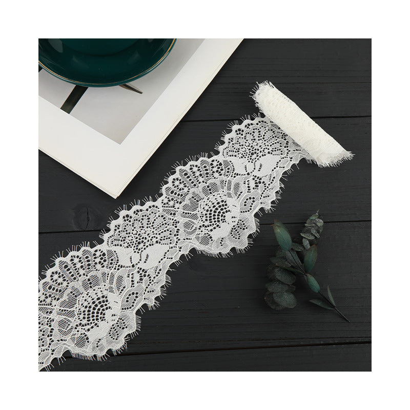 FREEDOMBEAUTY | [laser-cut lace] White nylon silk lace, elastic hollow lace weave, home textile clothing Lolita lace accessories