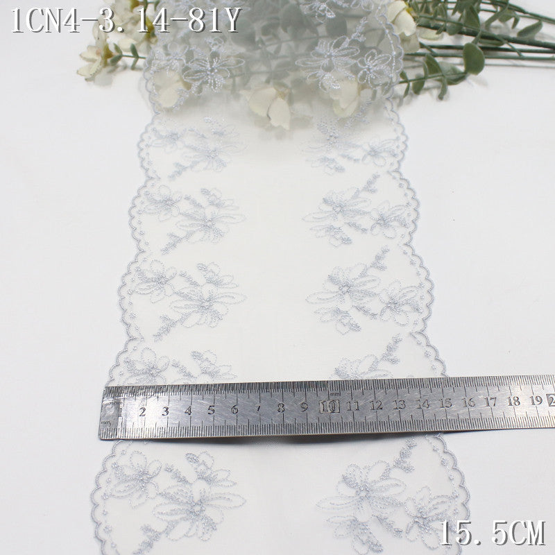 FREEDOMBEAUTY | [1Pack] Off-white bilateral simple and exquisite small flower mesh yarn embroidered lace 22cm skirt dress lace accessories