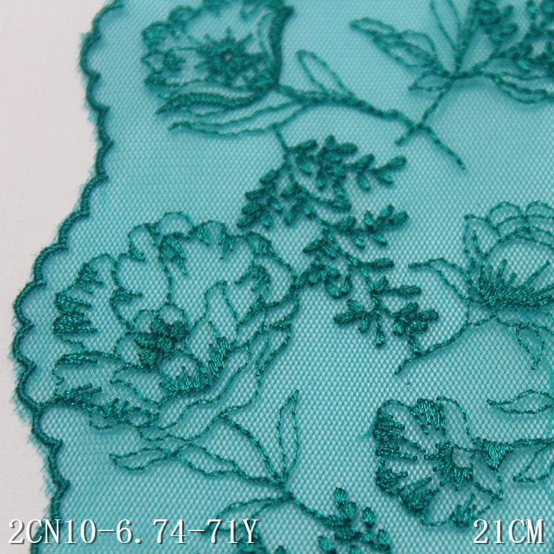 FREEDOMBEAUTY | Green bamboo mesh embroidery lace retro simple flower cluster, middle-aged women's clothing home textile lace accessories
