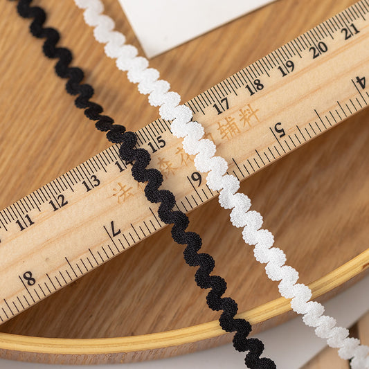 FREEDOMBEAUTY | Factory Direct 0.7cm White/Black Spot, Bent S-Type Elastic Elastic Band DIY Clothing Toy Decorative Belt