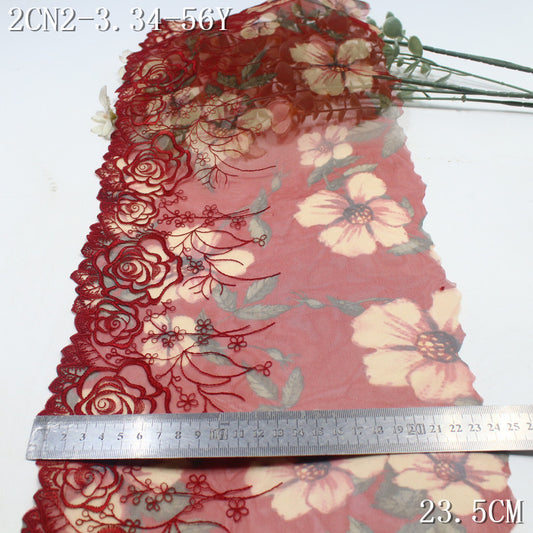FREEDOMBEAUTY | Shengbud crimson print mesh embroidered lace rose pattern 21cm pajamas underwear lace accessories