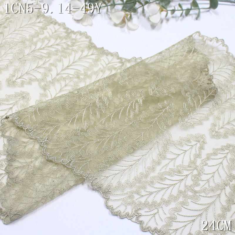 FREEDOMBEAUTY | [1pack] Double-row leaf pattern two-color mesh embroidery lace, exquisite clothing underwear dressing lace accessories