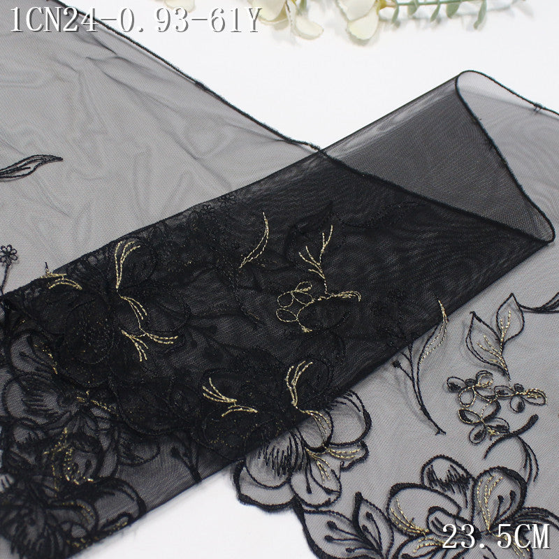 FREEDOMBEAUTY | [1Pack] Beautiful exquisite silver and gold thread flower mesh embroidery lace 21cm clothing underwear skirt lace accessories