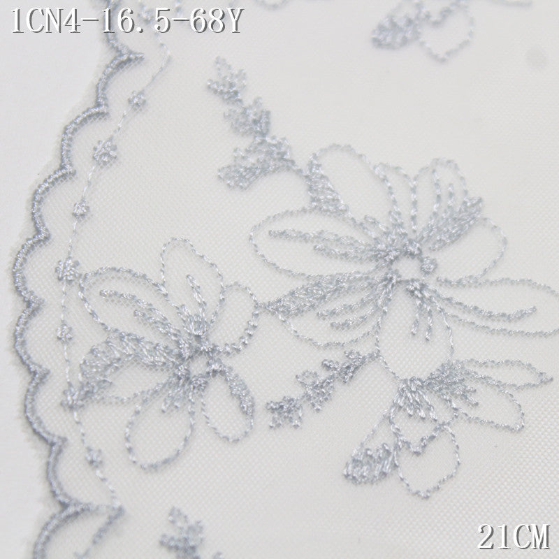 FREEDOMBEAUTY | [1Pack] Off-white bilateral simple and exquisite small flower mesh yarn embroidered lace 22cm skirt dress lace accessories