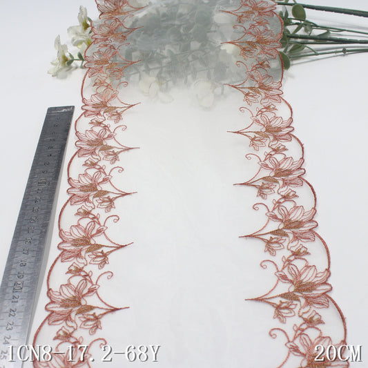 FREEDOMBEAUTY | [1pack] White mesh embroidery lace bilateral elegant flower clusters 18cm wedding hanfu skirt decoration lace lace accessories