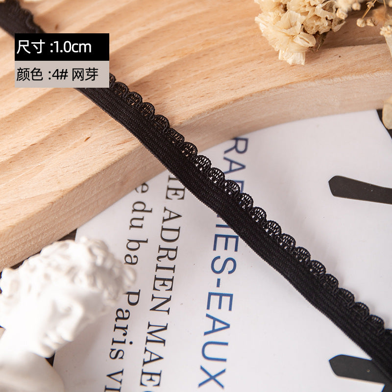 FREEDOMBEAUTY | Manufacturer supplies 1.0 cm white black mesh bud with nail flower bud with mesh bud with clothing underwear elastic band