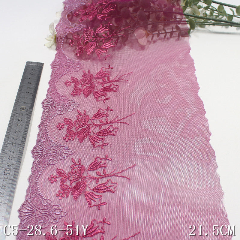 FREEDOMBEAUTY | Fuchsia French exquisite flower mesh embroidery lace, underwear dress neckline lace accessories