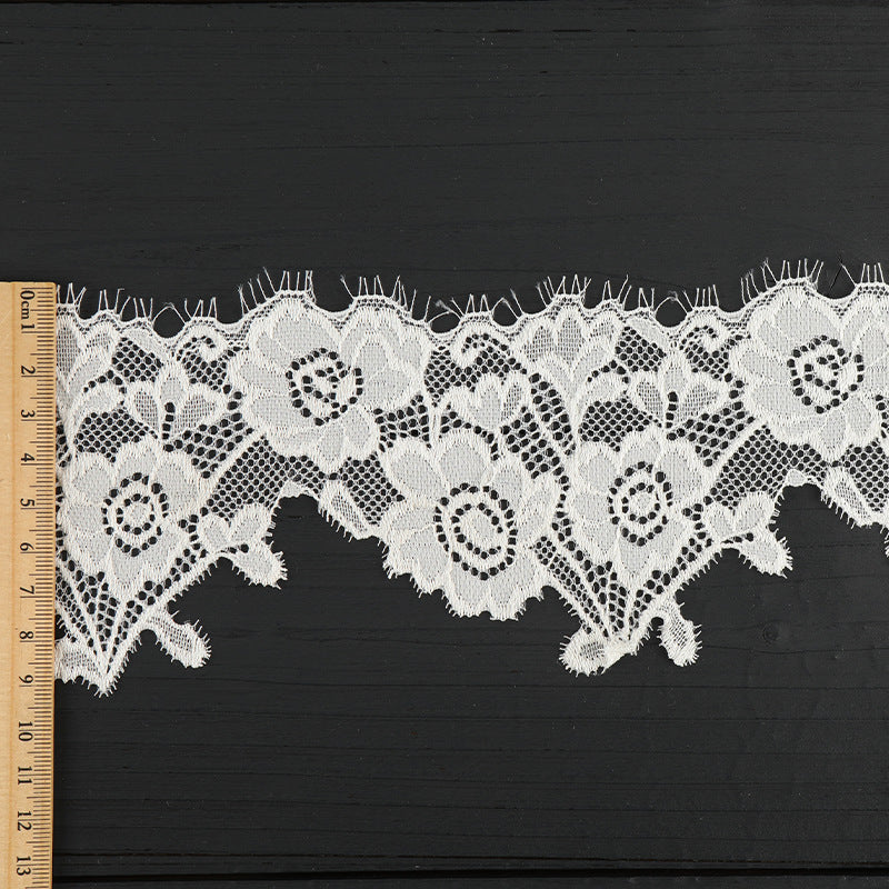 FREEDOMBEAUTY | [laser-cut lace] White eyelash lace, elastic laser cut lace, toy home textile clothing lace accessories