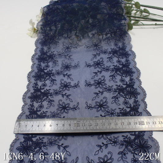 FREEDOMBEAUTY | Spot dark blue French bilateral floral mesh embroidery lace, dress skirt wedding lace accessories