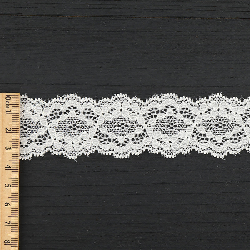 FREEDOMBEAUTY | [stretch] nylon silk lace, warp knitted elastic lace edge, wedding dress lace accessories, factory spot