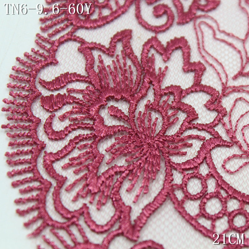 FREEDOMBEAUTY | [1pack] Classical berry red mesh embroidery lace exquisite embossing pattern 21cm high-end clothing home textile accessories