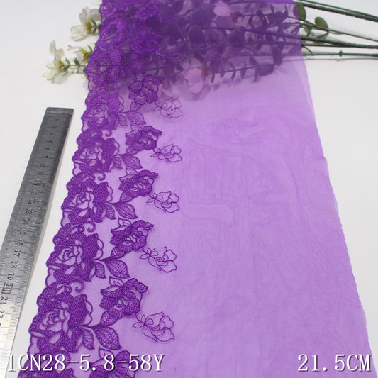 FREEDOMBEAUTY | Black and purple unilateral retro flower embroidery lace 21cm clothing home textile lace accessories