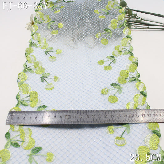 FREEDOMBEAUTY | [1Pack] Pastoral fresh wind two-color exquisite cherry plaid mesh embroidery lace 24.5cm girl clothing accessories