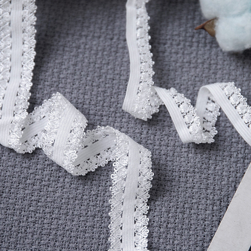 FREEDOMBEAUTY | 1.5cm/2.0cm single and double row crown pant buds, white knitted nylon stretch underwear panty lace band