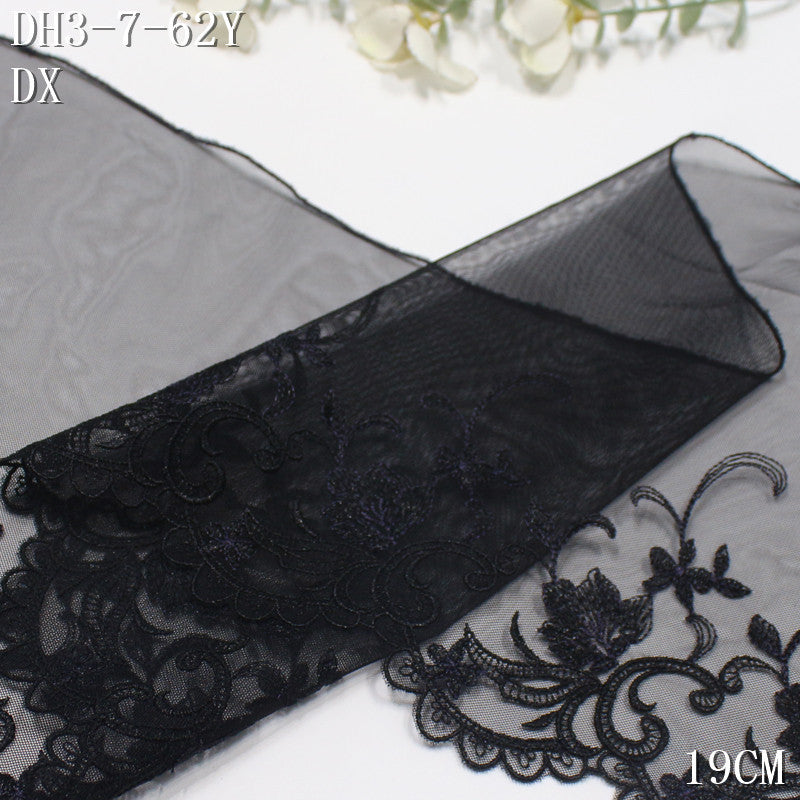 FREEDOMBEAUTY | Vintage elegant curly grass pattern black mesh embroidery lace, clothing underwear home accessories