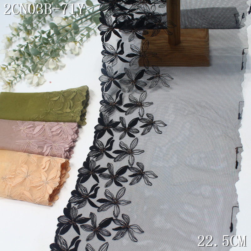 FREEDOMBEAUTY | [1Pack] Multi-color scattered gold thread flower simple and fashionable mesh embroidery lace, dress skirt DIY lace accessories
