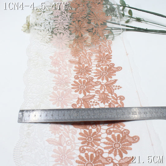 FREEDOMBEAUTY | gradual change color half flower mesh embroidery lace, clothing skirt handmade merchandise lace accessories